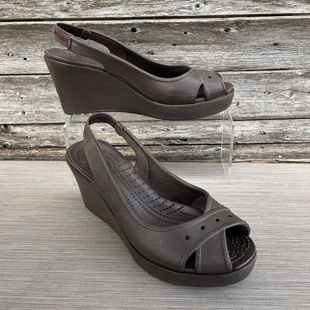 CROCS Brown Wedge Sandal Slingback